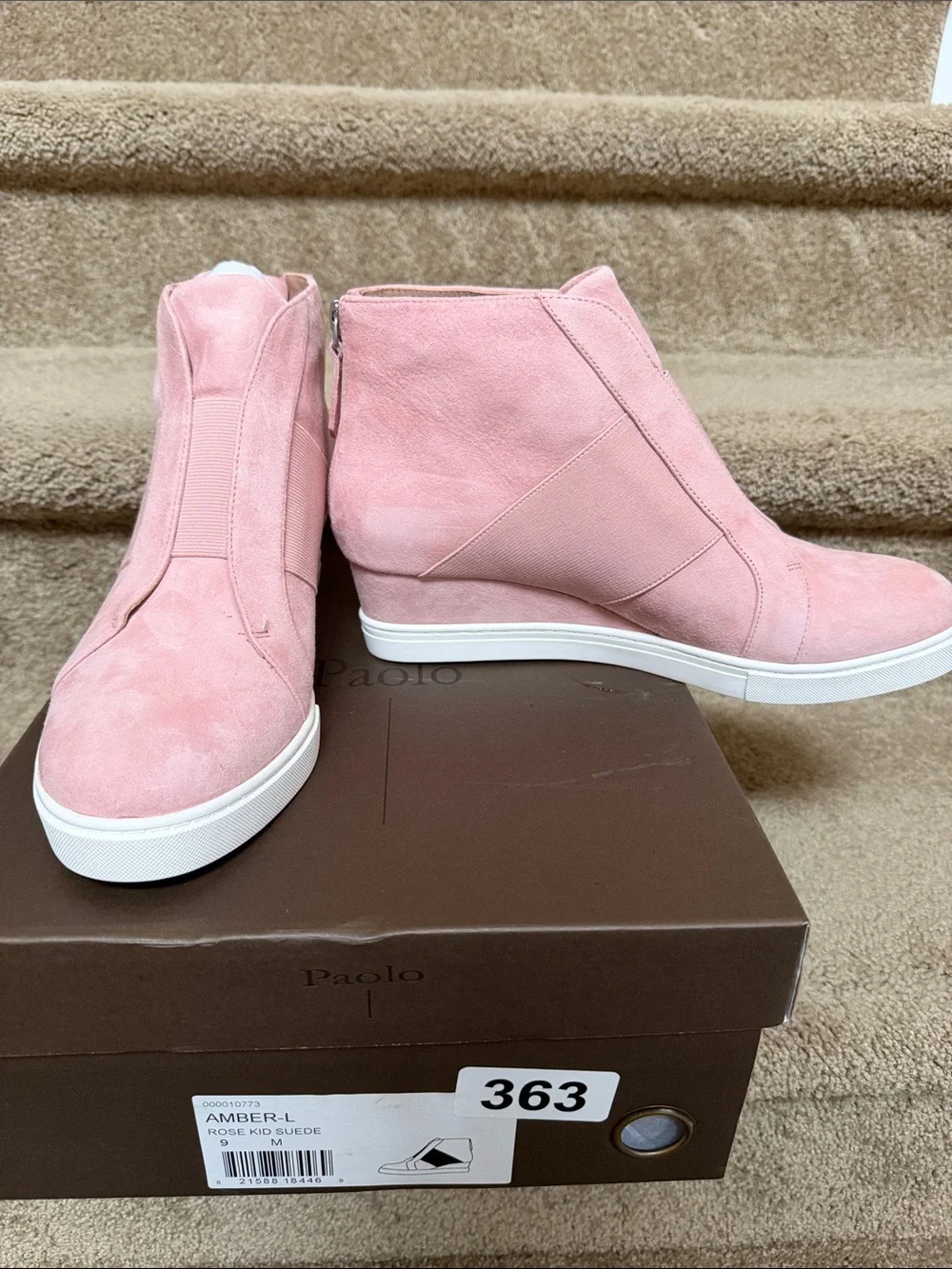 Paolo Pink Suede Ankle Booties with White Sole